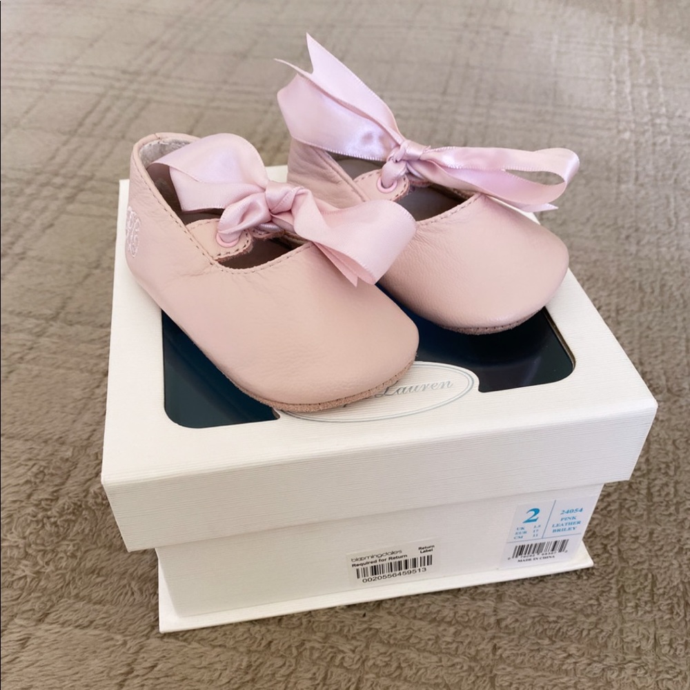 Polo Ralph Lauren Girls' Briley Ballet Flats - For baby, Pink leather size 2